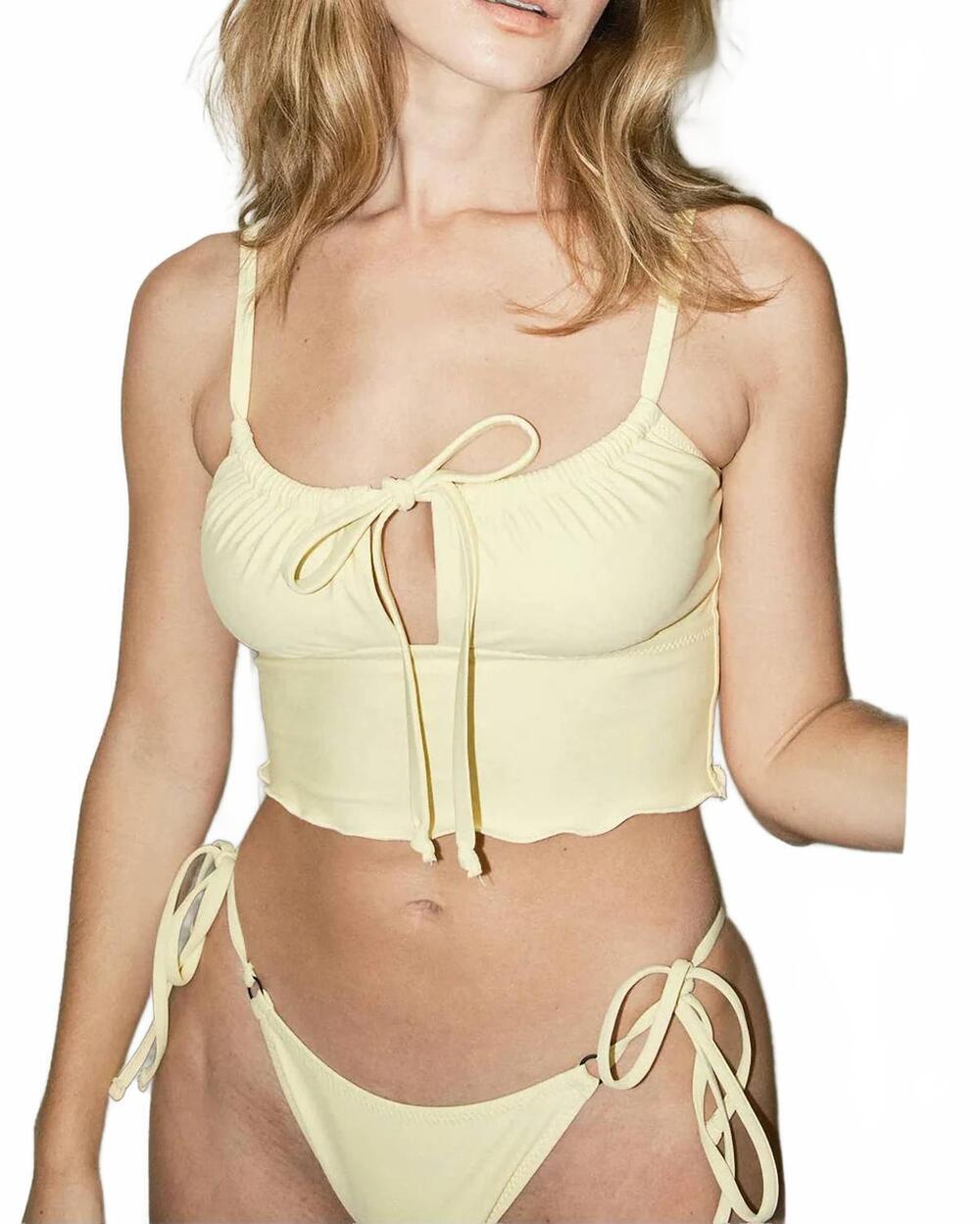 NEW GALAMAAR selena crop top in mellow yellow